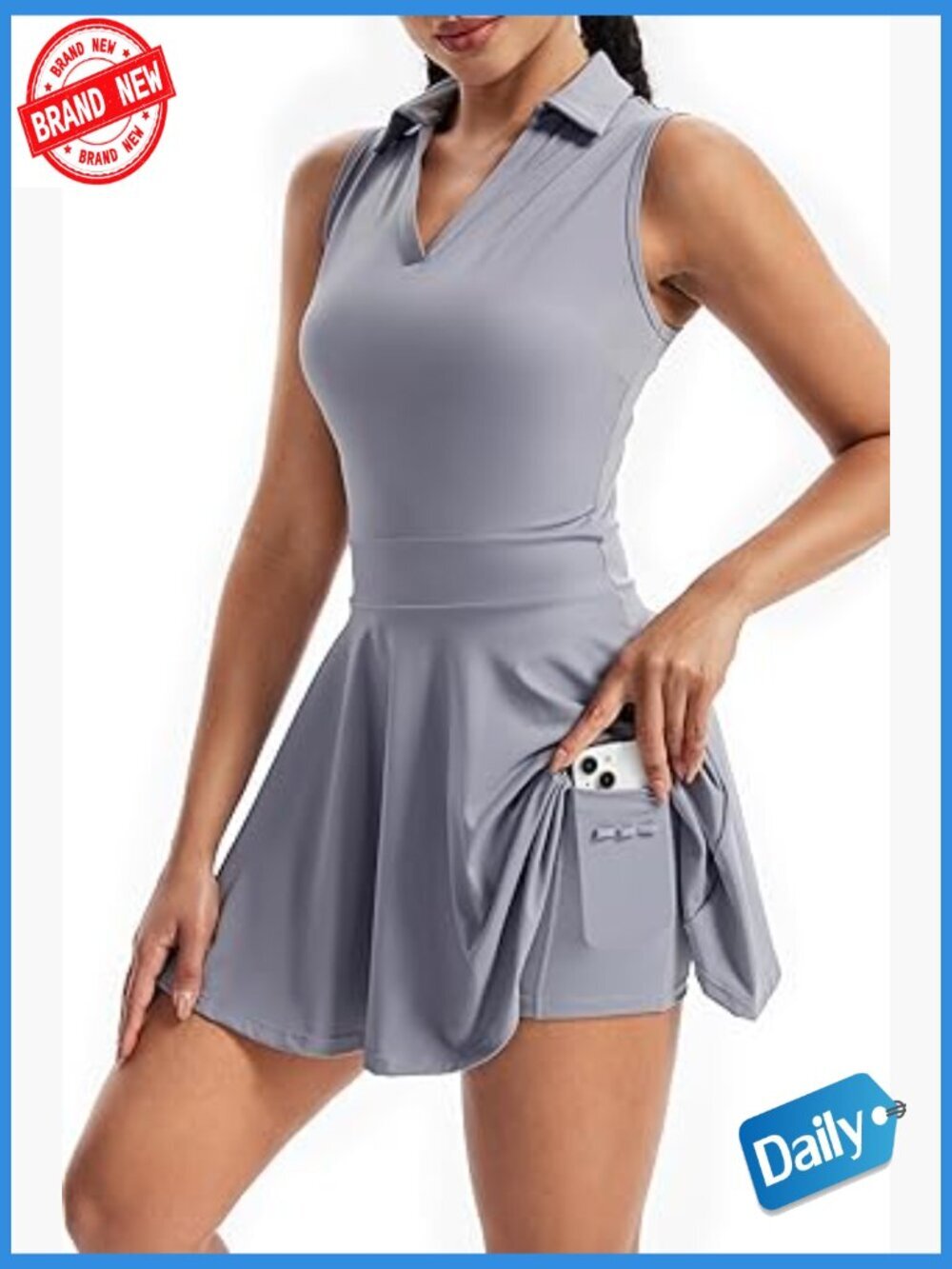 Golf Tennis Dress with Shorts Pockets Athletic 2 Piece Set